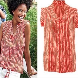 CAbi Orange & White Madeleine Sleeveless Blouse